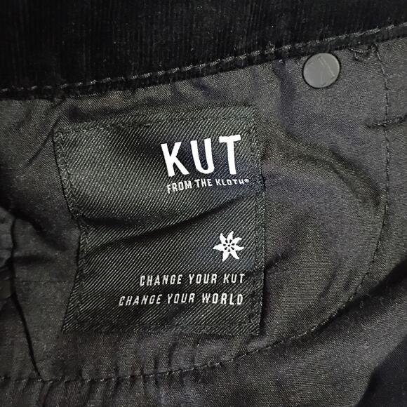 KUT 8P Catherine Boyfriend Micro Corduroy Black Cotton/Spandex Blend Pants - Picture 7 of 11